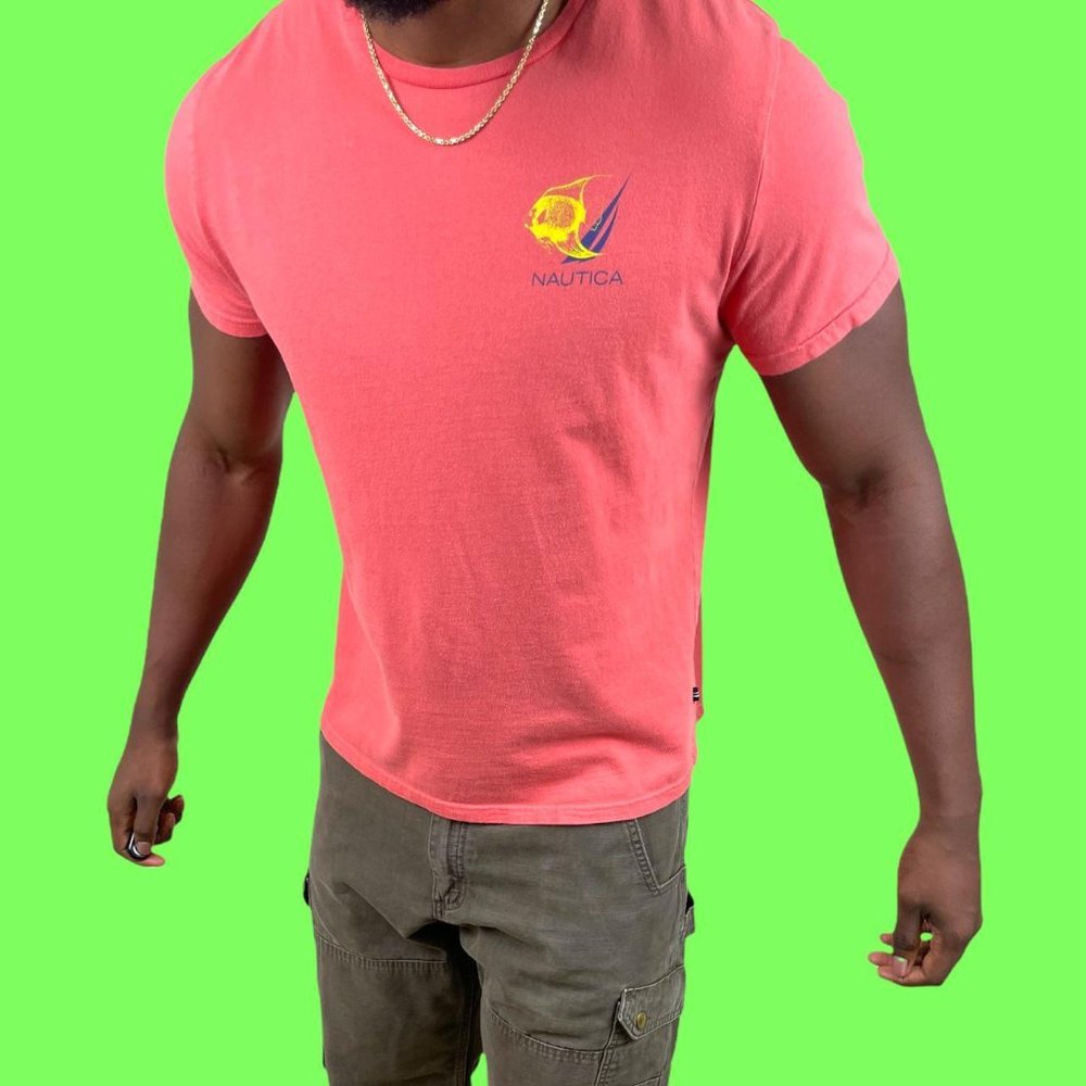 Salmon Colored Nautica Fish Tee